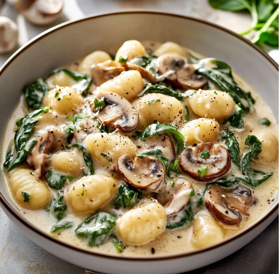 Creamy Vegan Mushroom & Spinach Gnocchi