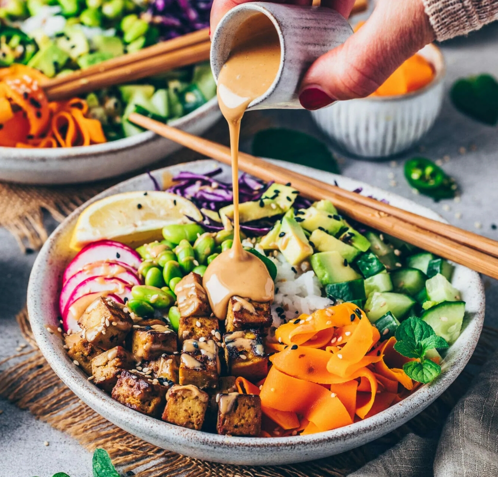 Vegan Poke Bowl with Tahini Sauce